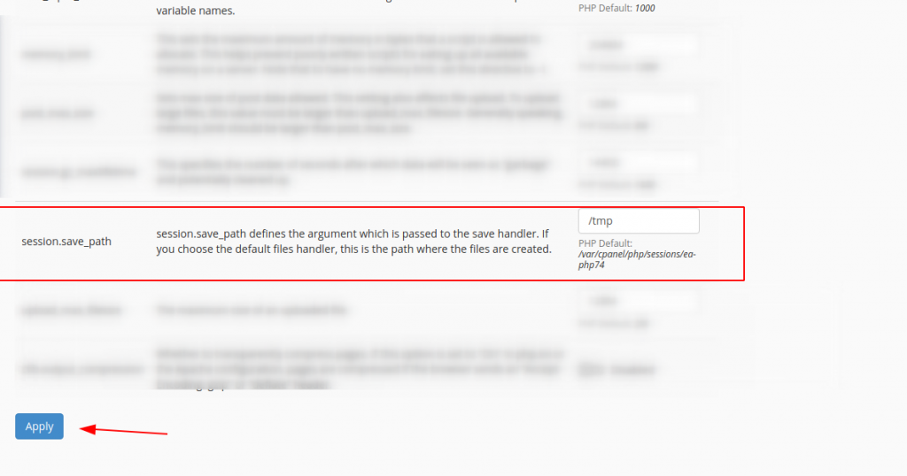 cpanel-change-session-save-path-ini